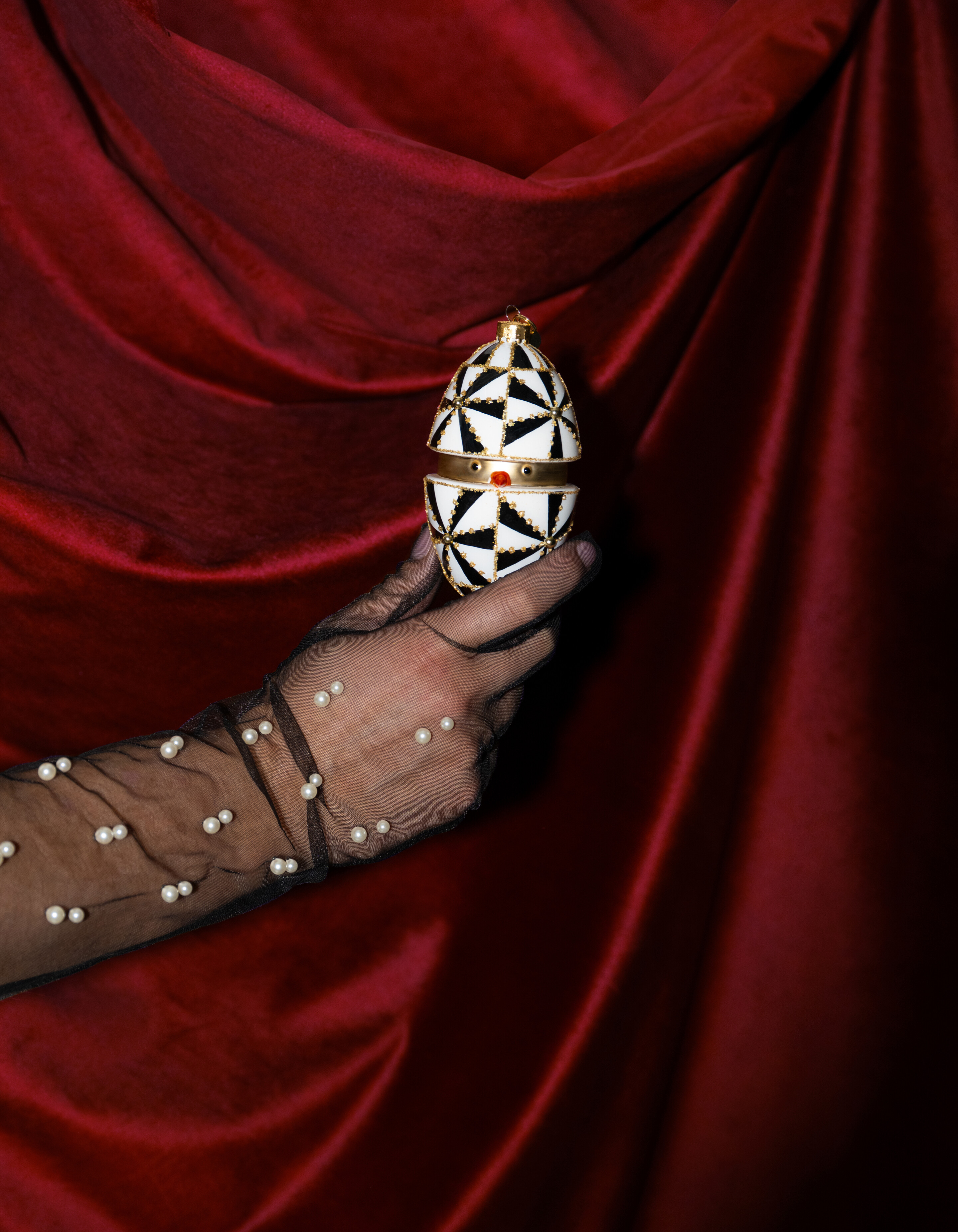 Eier-Weihnachtskugel Schwarz/Wei&szlig; von Fred SHOEBY ACCESSOIRES