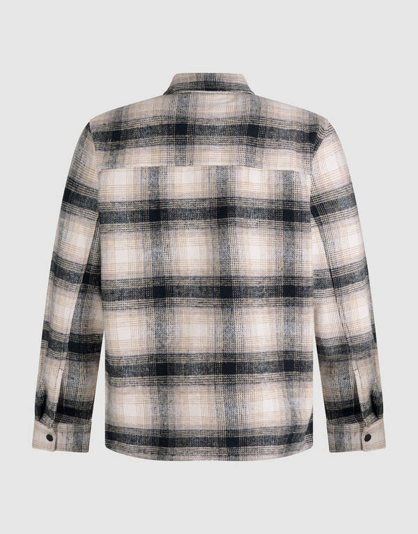 Kariertes Overshirt mit Rei&szlig;verschluss in Off Whit SHOEBY MEN