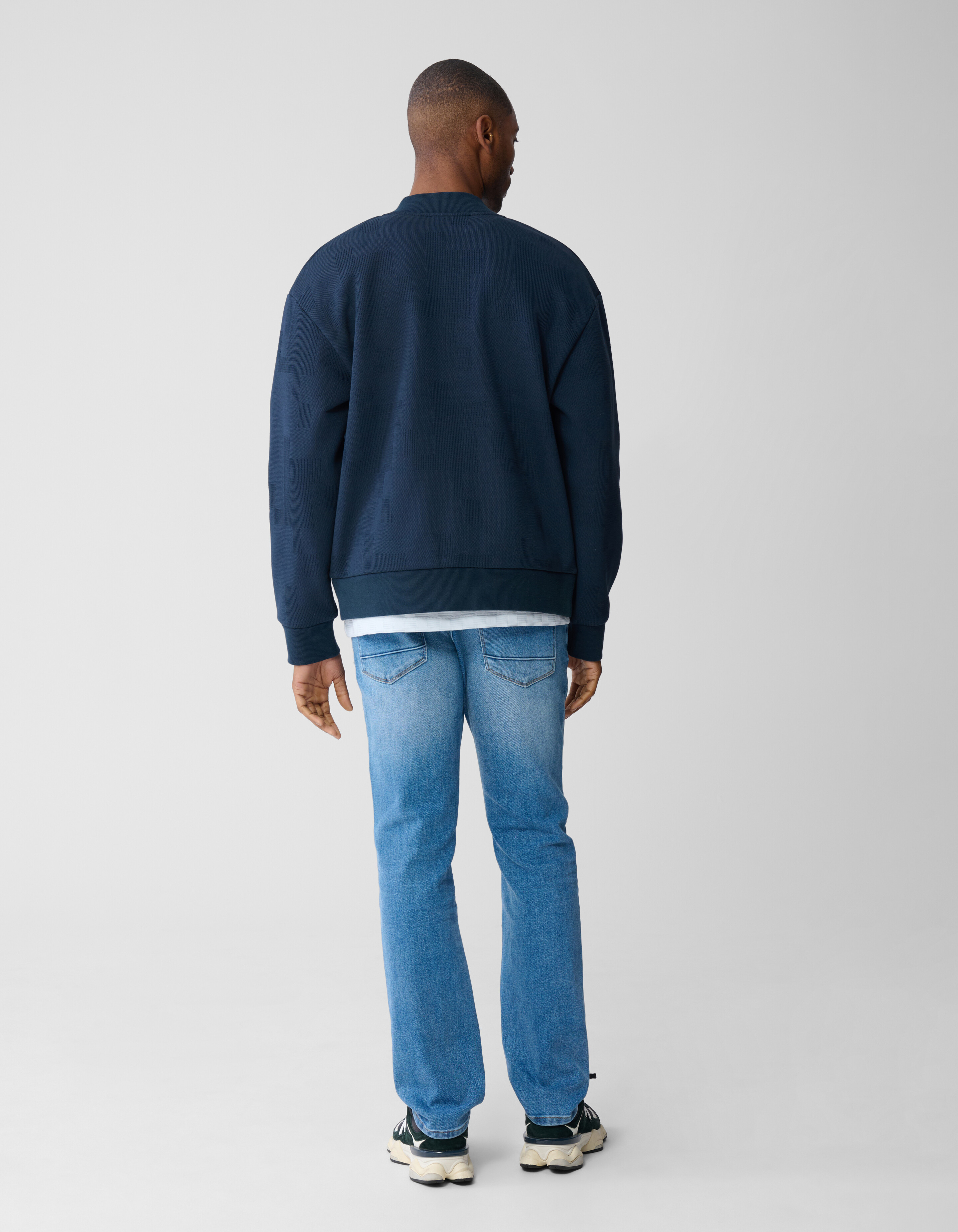 Bomberjacke mit Jacquardmuster Dunkelblau SHOEBY MEN