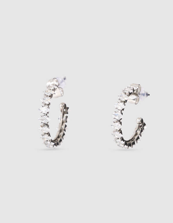 Strass-Creolen, silberfarben SHOEBY ACCESSOIRES