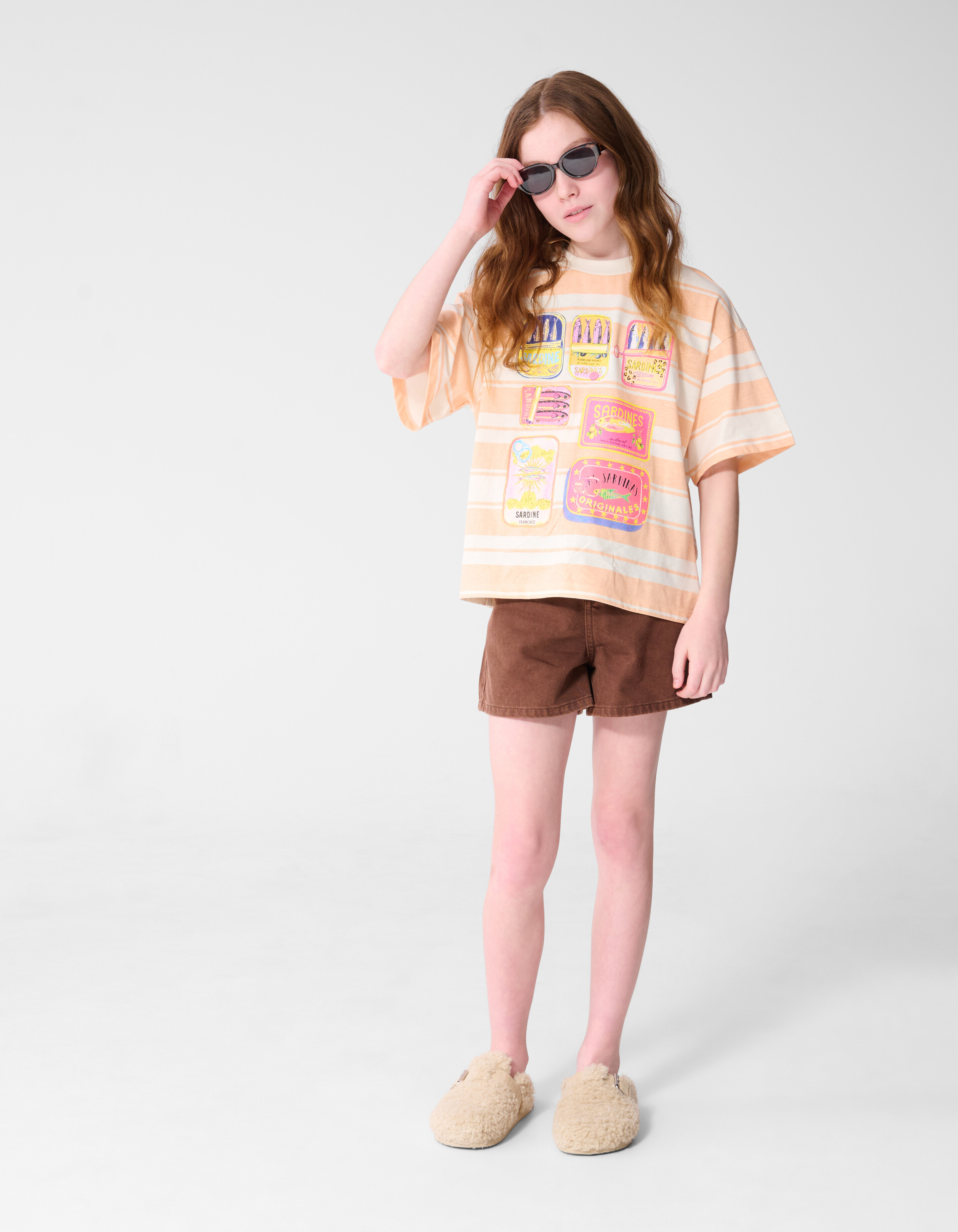 T-Shirt mit Sardinenmuster Hellorange SHOEBY GIRLS