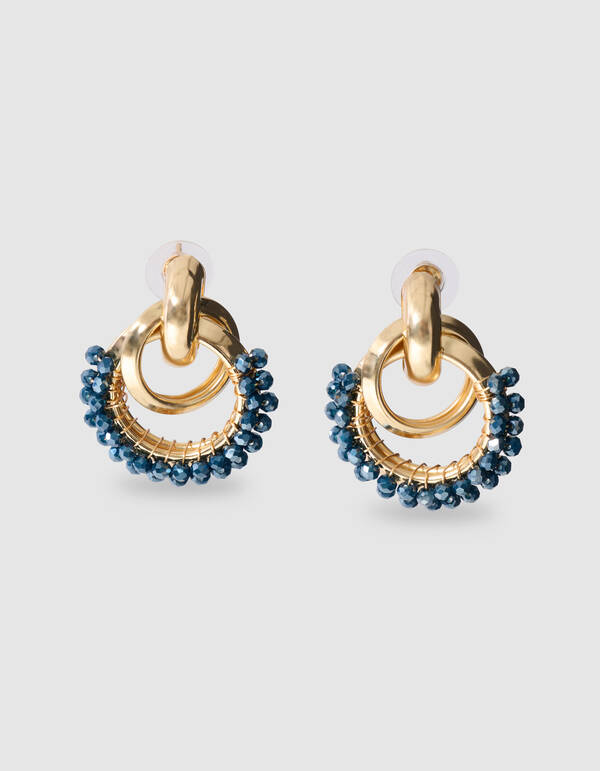 Perlenohrringe Gold/Blau SHOEBY ACCESSOIRES