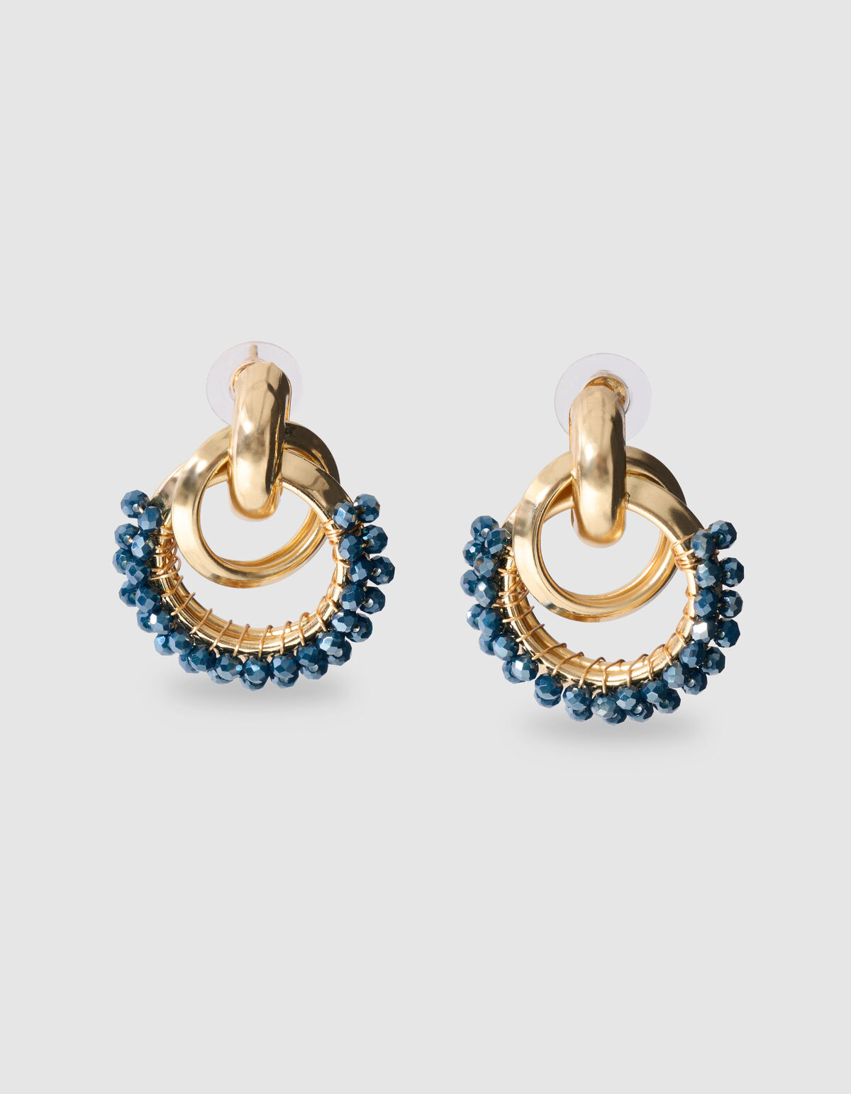Perlenohrringe Gold/Blau SHOEBY ACCESSOIRES
