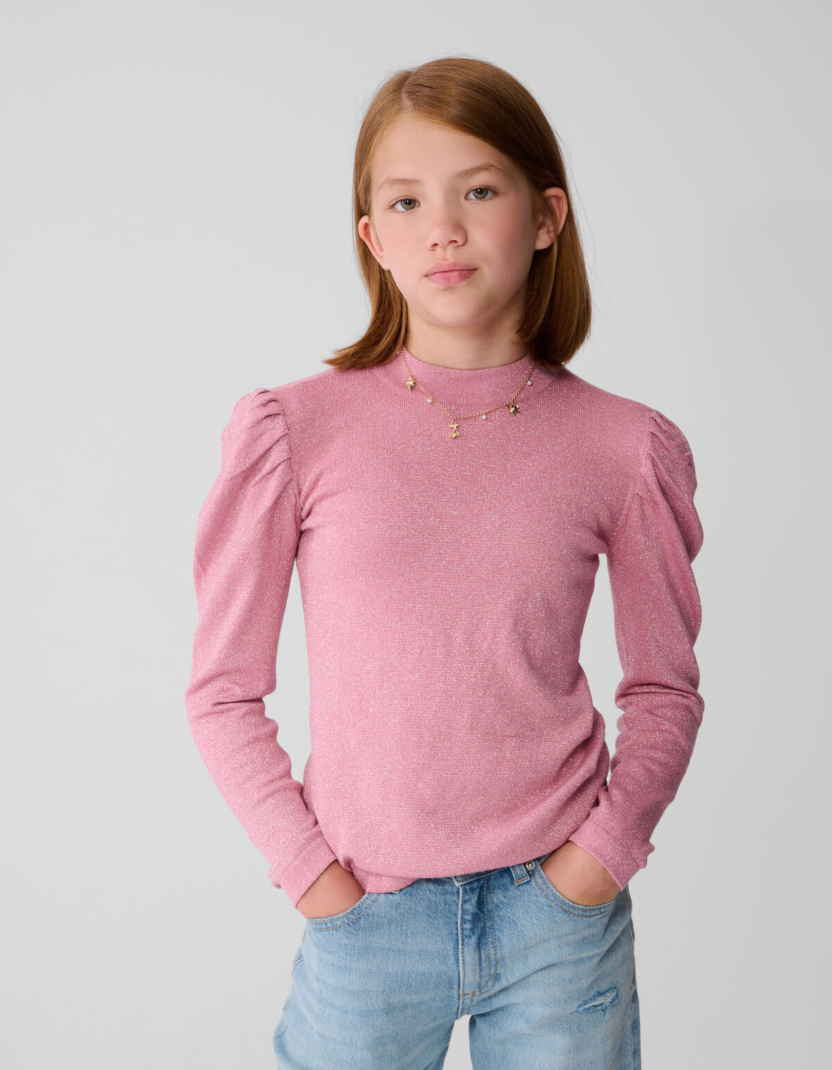 Glitzer-Longsleeve-Top Rosa SHOEBY GIRLS