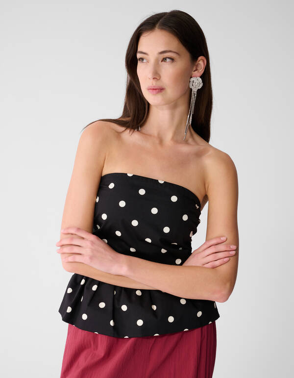 Strapless Polkadot Top Schwarz/Wei&szlig; SHOEBY WOMEN
