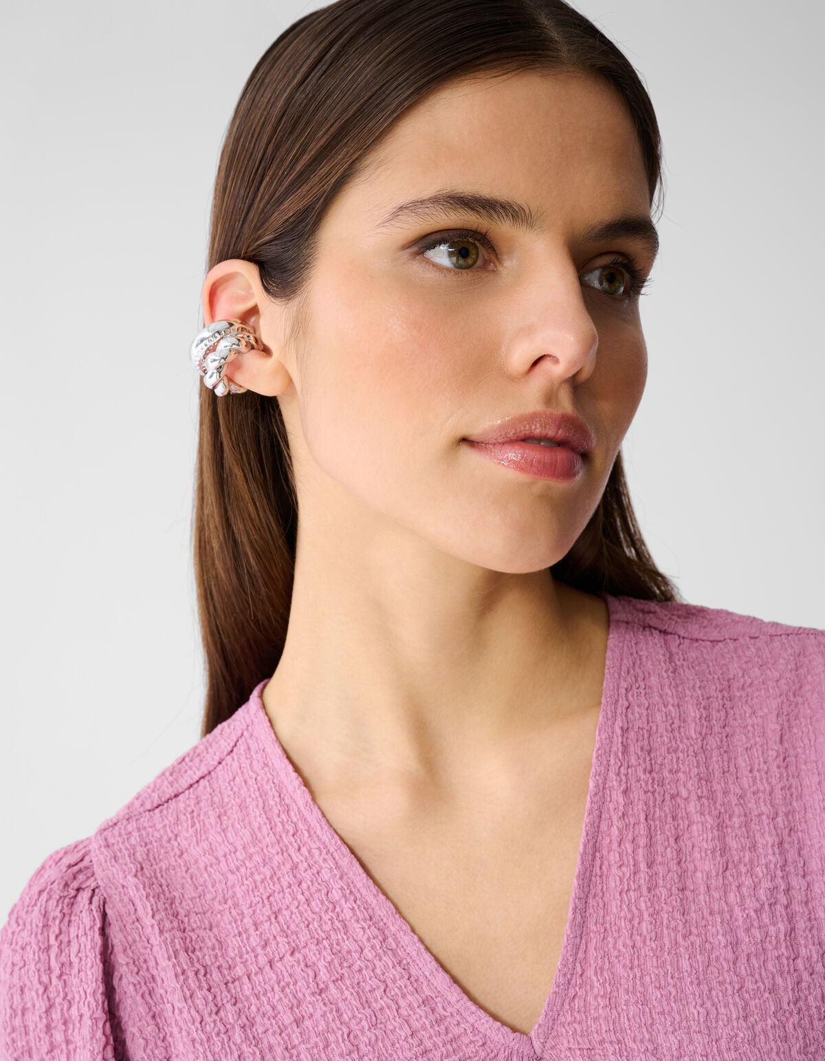 Crinkle-Top mit V-Ausschnitt in Rosa SHOEBY WOMEN