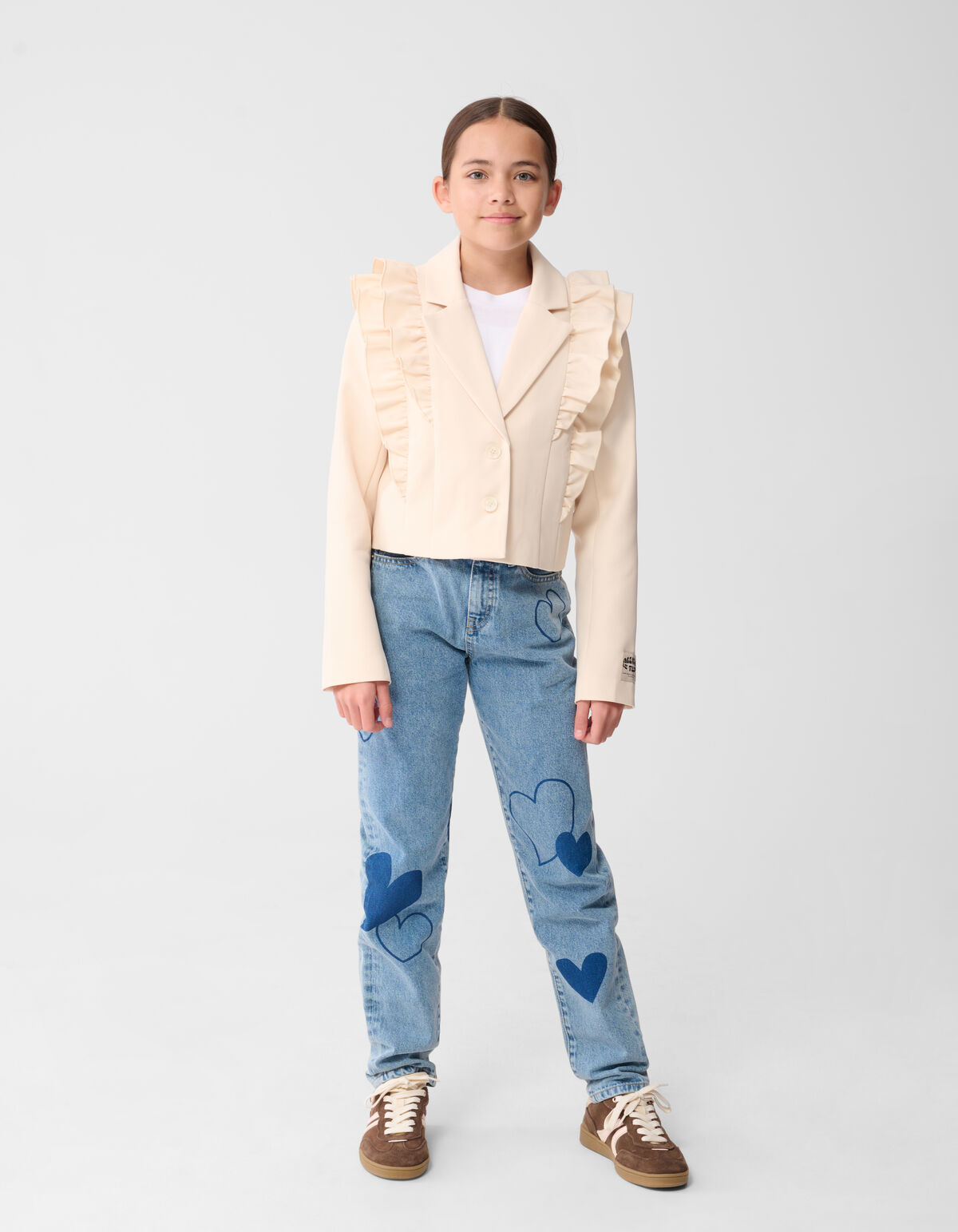 Cropped Ruffle Blazer Lichtgeel SHOEBY GIRLS