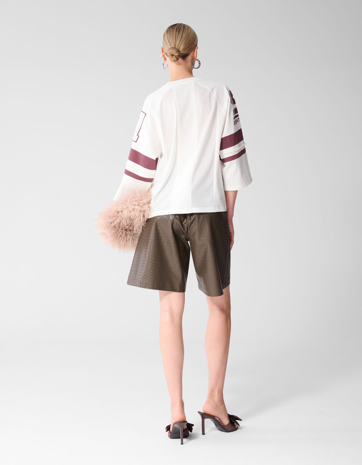 Vegane Leder-Shorts mit Flechtmuster Braun SHOEBY WOMEN