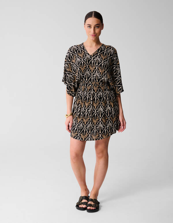 Bedrucktes Crinkle-Minikleid Schwarz/Wei&szlig; SHOEBY WOMEN