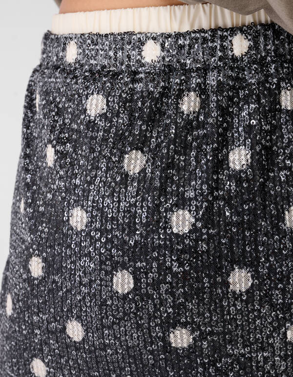 Sequin Polkadot Midi Rock Dunkelgrau SHOEBY WOMEN