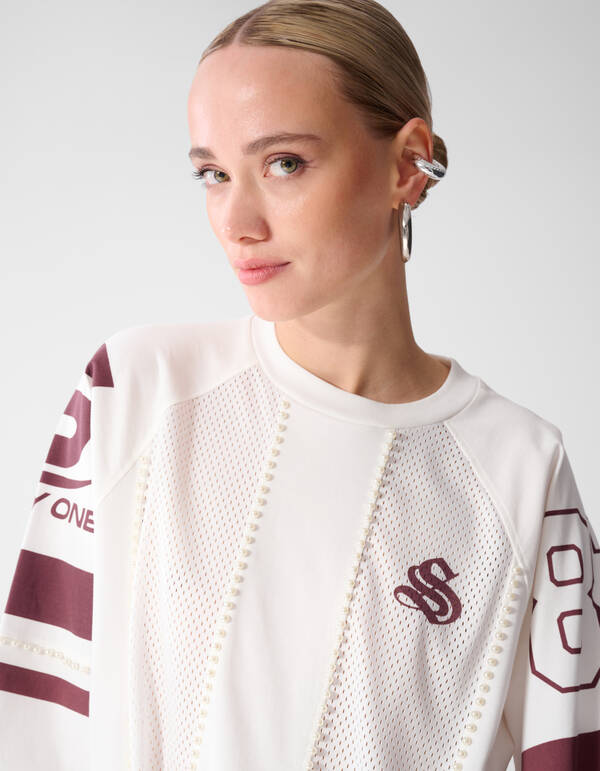 Sportliches Pearl T-Shirt Wei&szlig;/Dunkelrot SHOEBY WOMEN