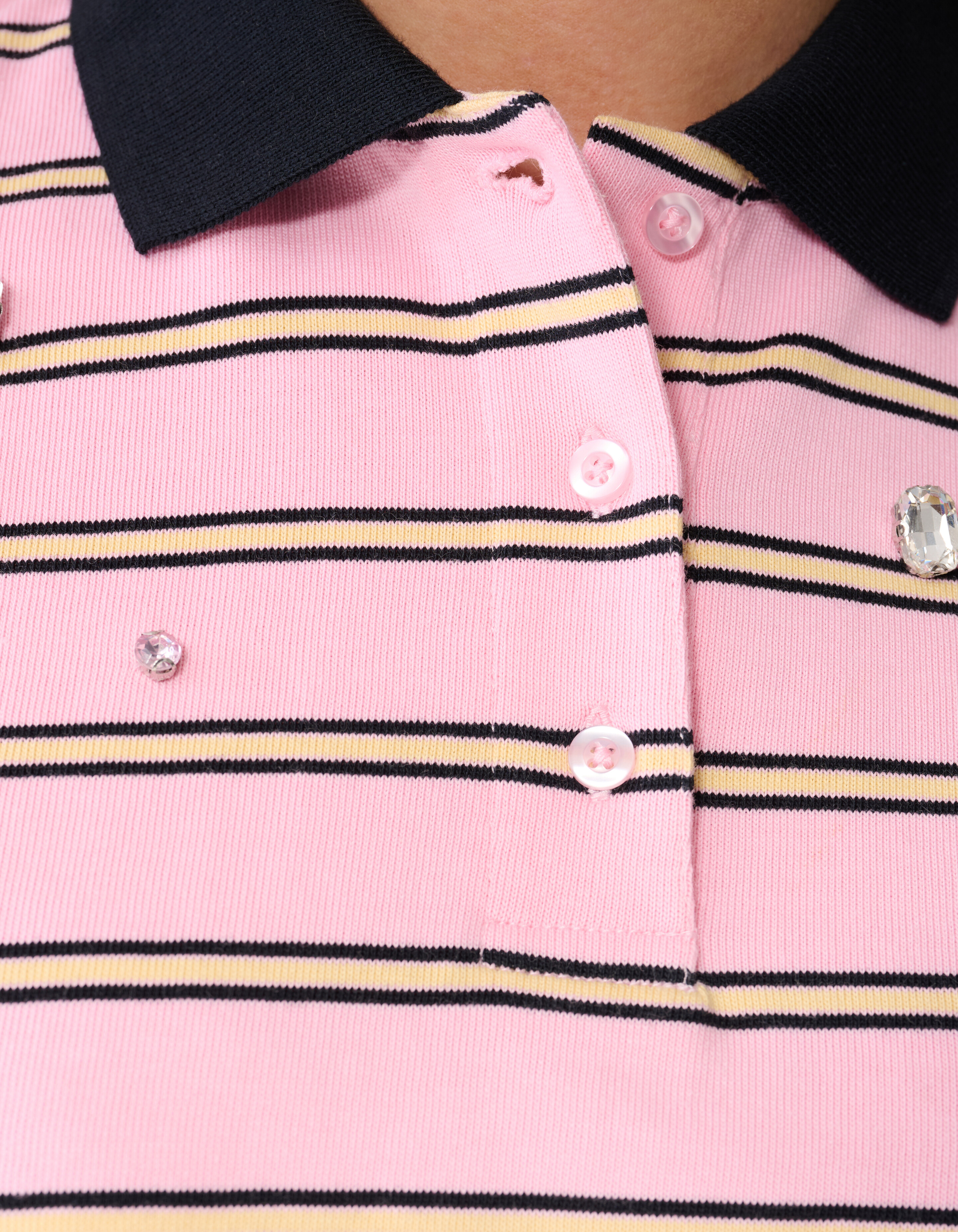 &Uuml;bergro&szlig;es Nadelstreifen-Strass-Polo Rosa SHOEBY WOMEN