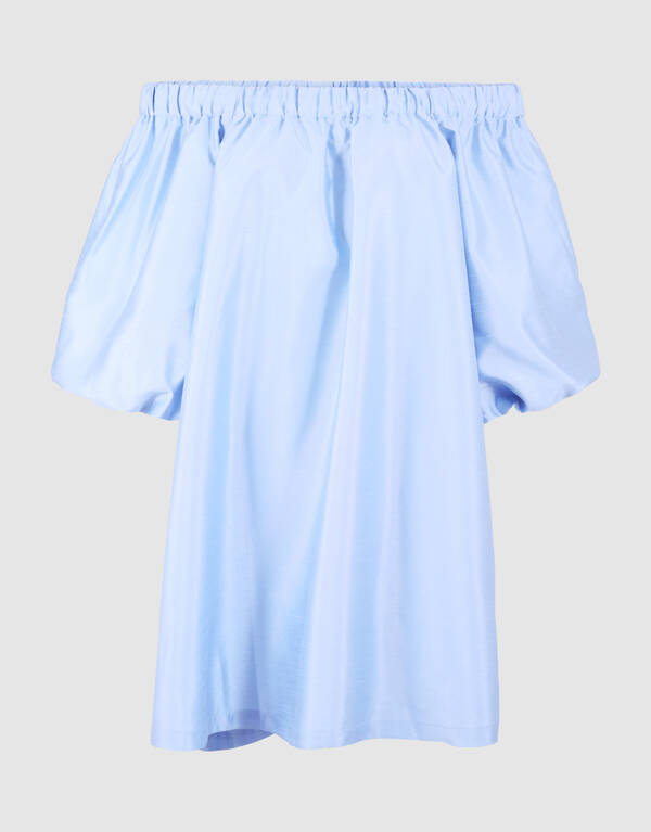 Gl&auml;nzendes Off-Shoulder Mini Kleid Hellblau SHOEBY WOMEN