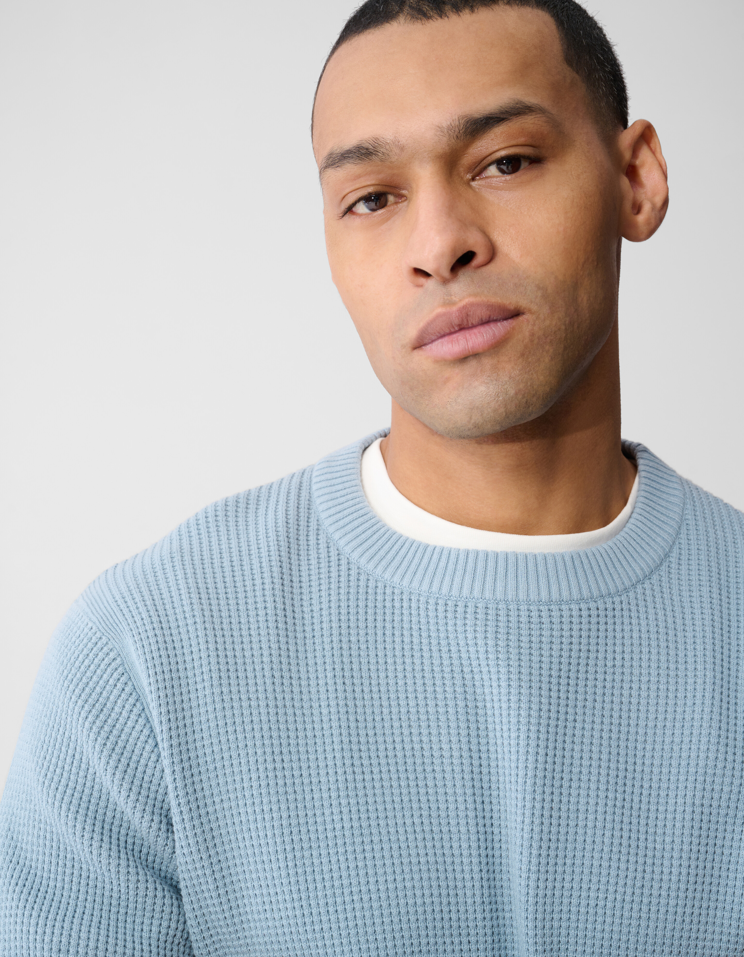 Gestrickter Waffelpullover Hellblau SHOEBY MEN