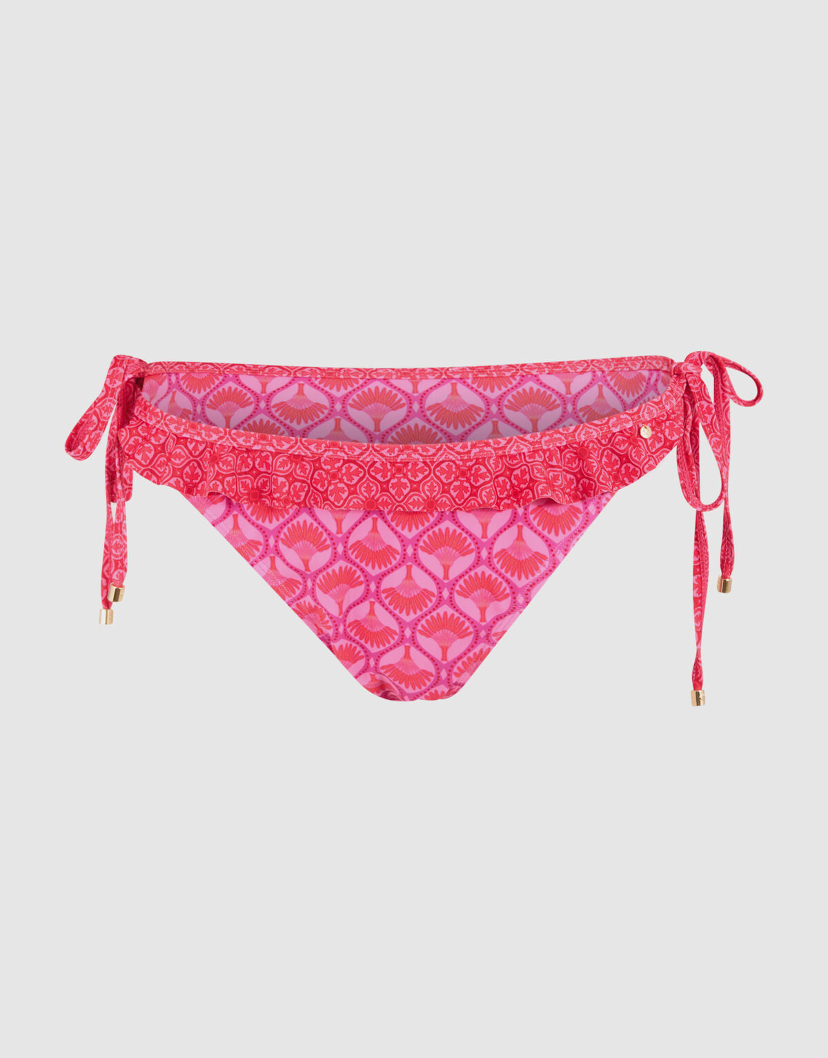 Bedrucktes R&uuml;schen-Bikini-Unterteil Rosa SHOEBY ACCESSOIRES