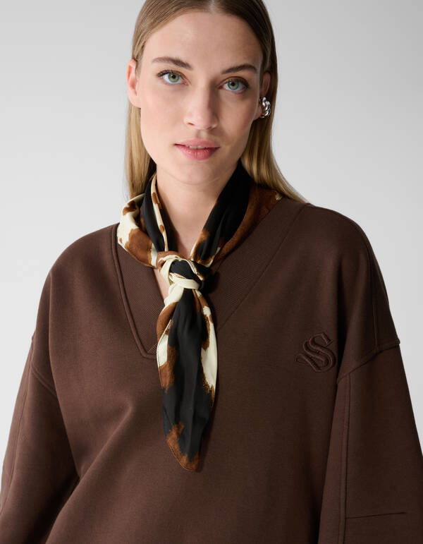 Oversized Pullover mit V-Ausschnitt Dunkelbraun SHOEBY WOMEN