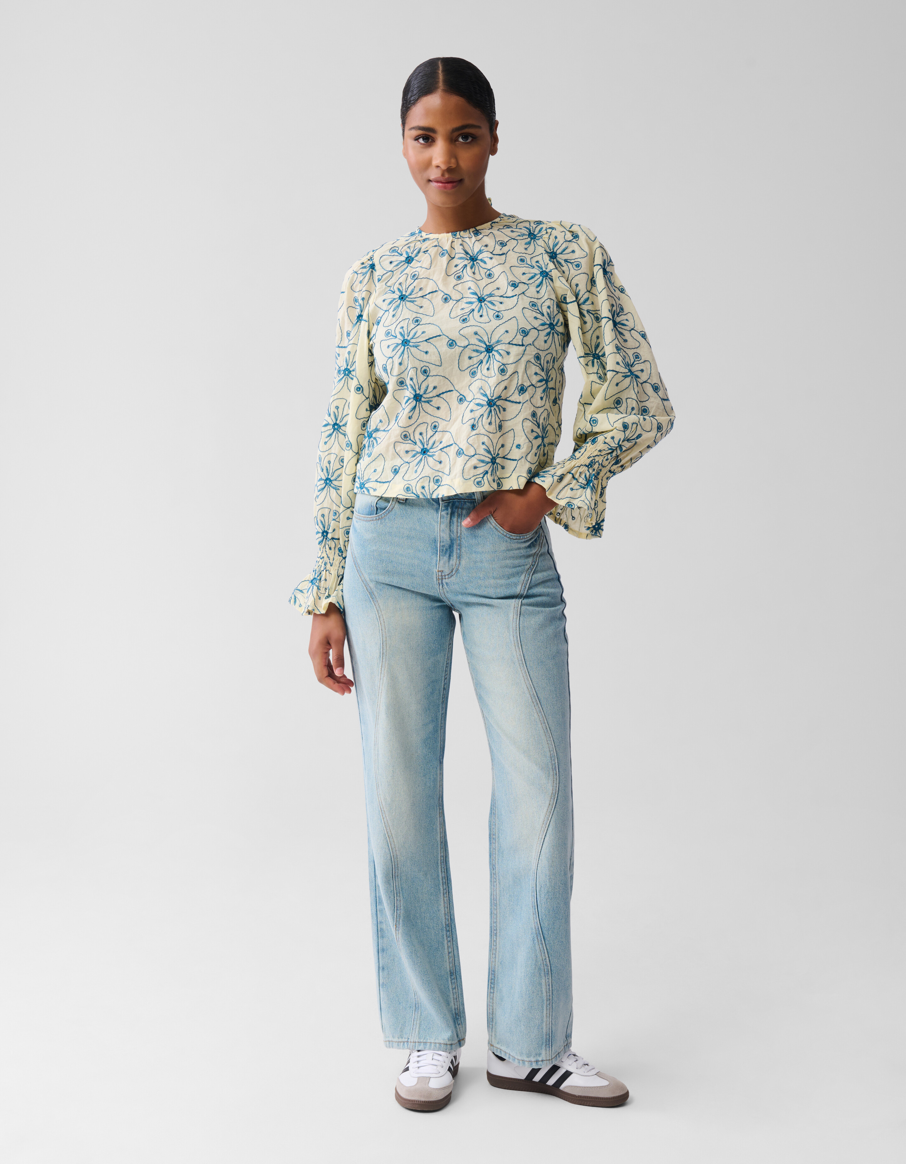 Broderie-Bluse Gelb SHOEBY WOMEN