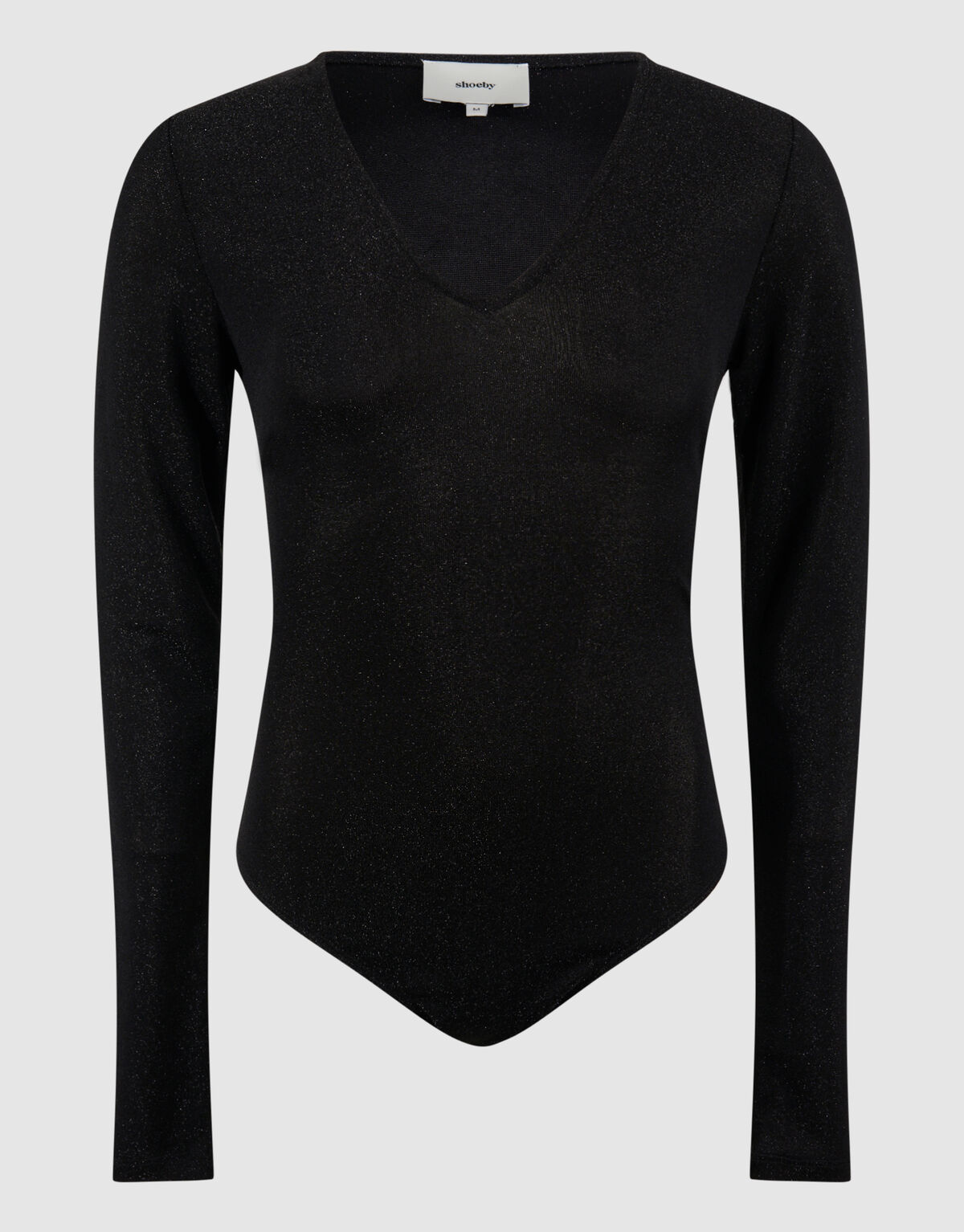 Glitzer-Body mit V-Ausschnitt, schwarz SHOEBY WOMEN