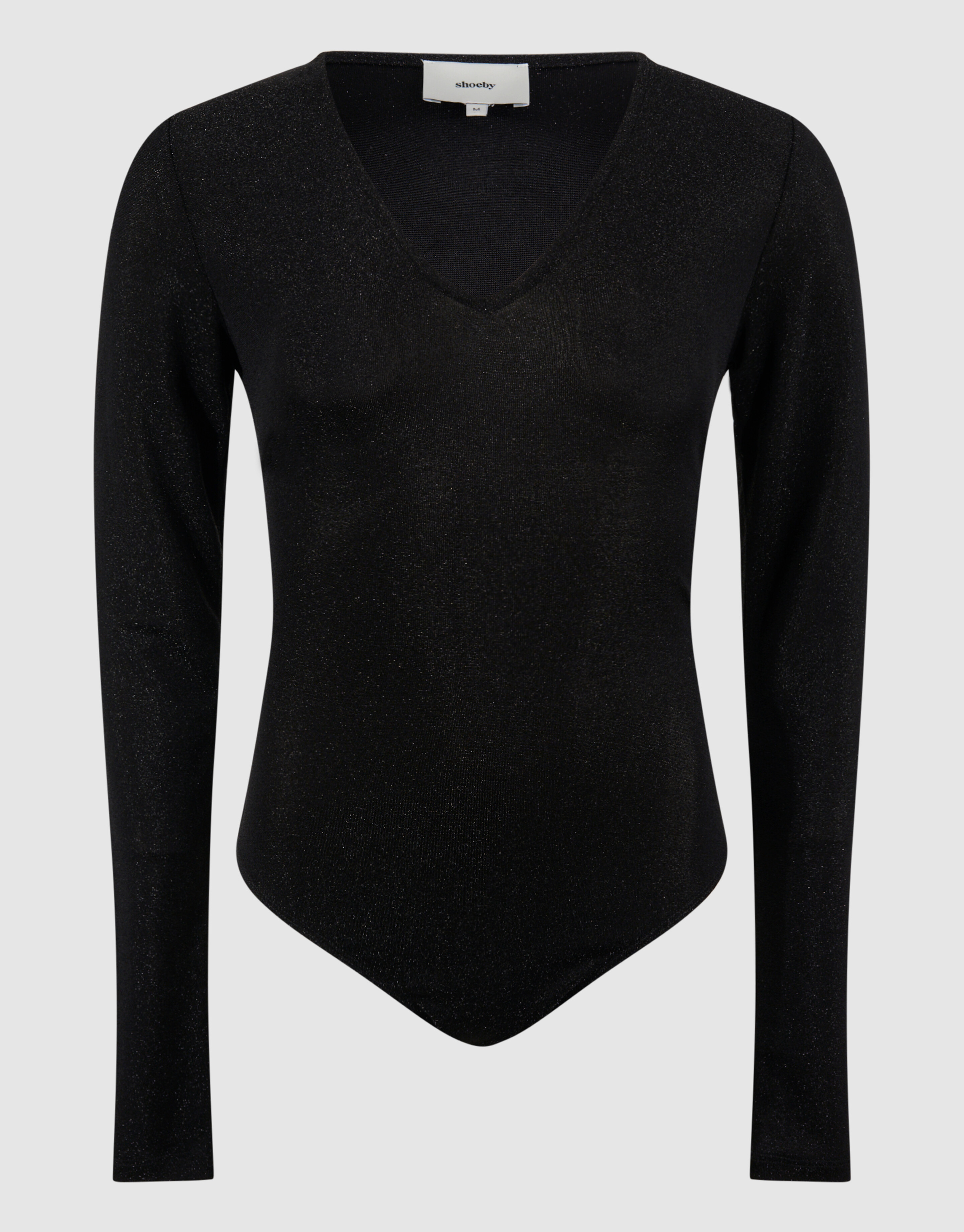 Glitzer-Body mit V-Ausschnitt, schwarz SHOEBY WOMEN