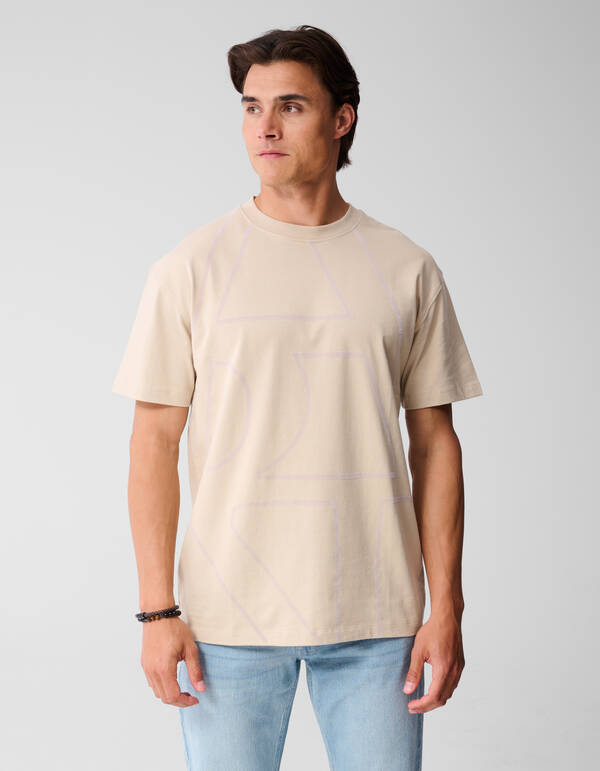 Flock Line Kunstwerk T-shirt Zand SHOEBY MEN