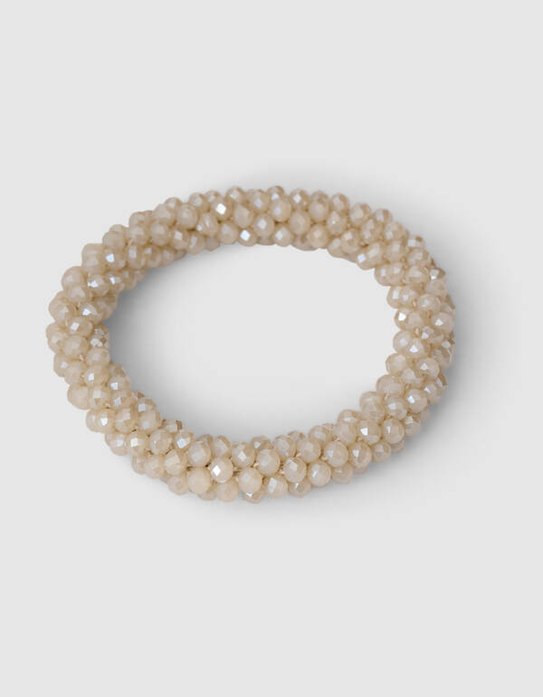Perlenbesetzte Haarelastiek Beige SHOEBY ACCESSOIRES