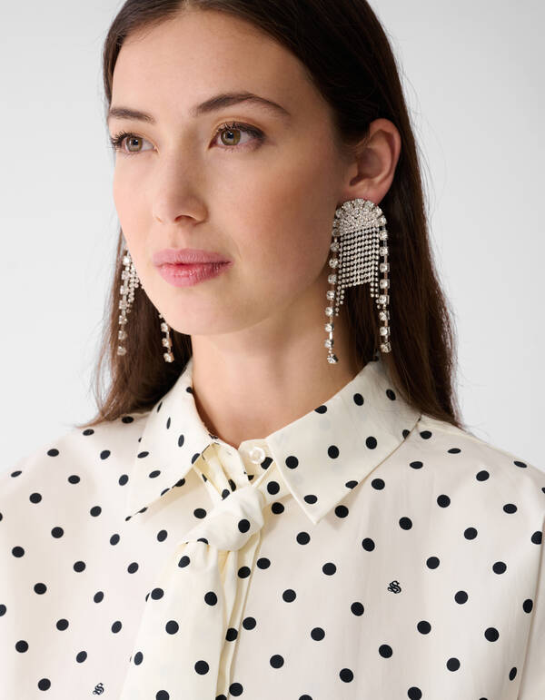 Polkadot-Krawatte Bluse Schwarz/Wei&szlig; SHOEBY WOMEN