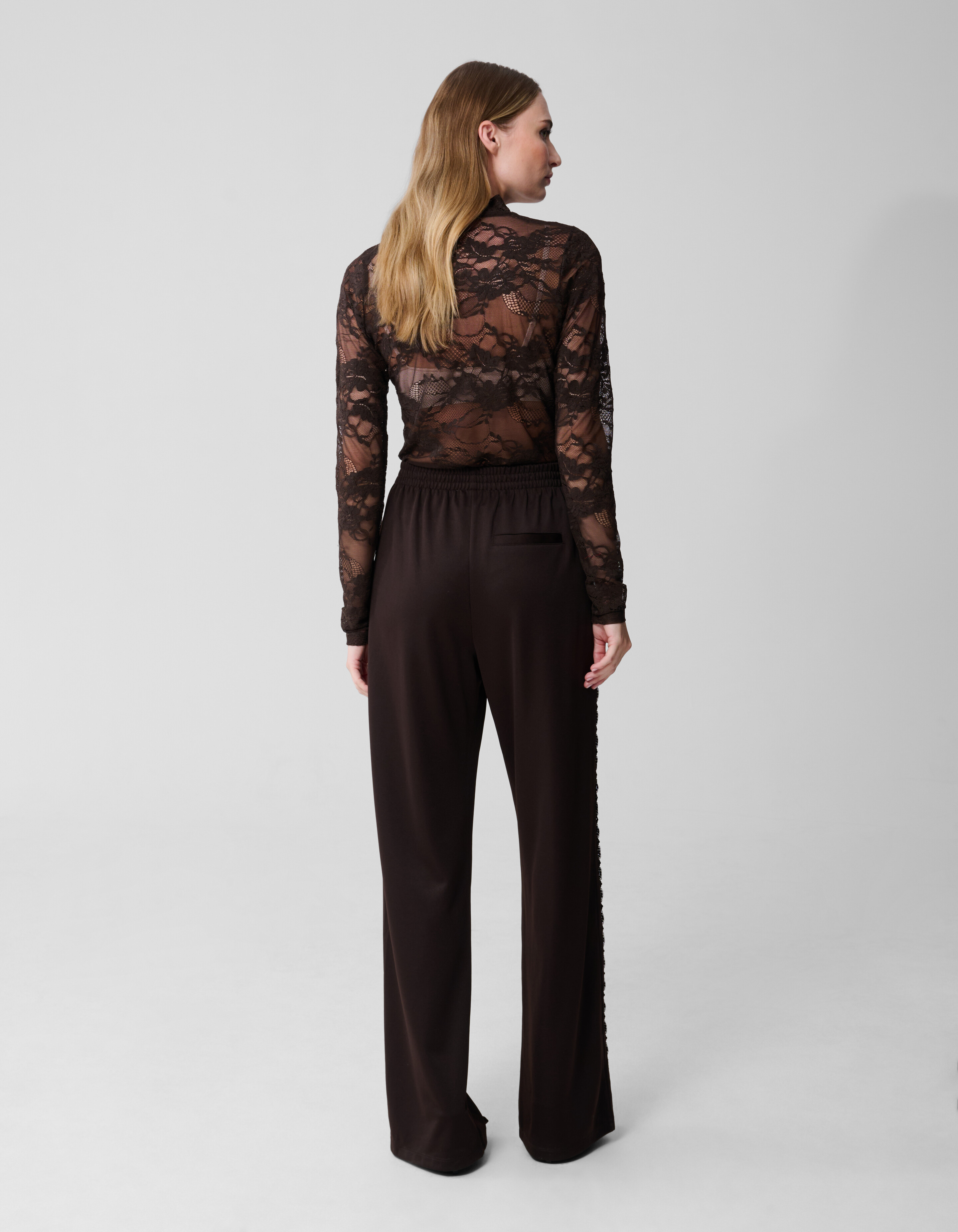 Asymmetrische Tape Weite Beinform Hose Dunkelbraun SHOEBY WOMEN