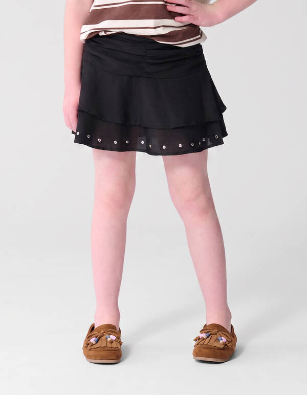 Ruffle Stud Rok Schwarz SHOEBY GIRLS