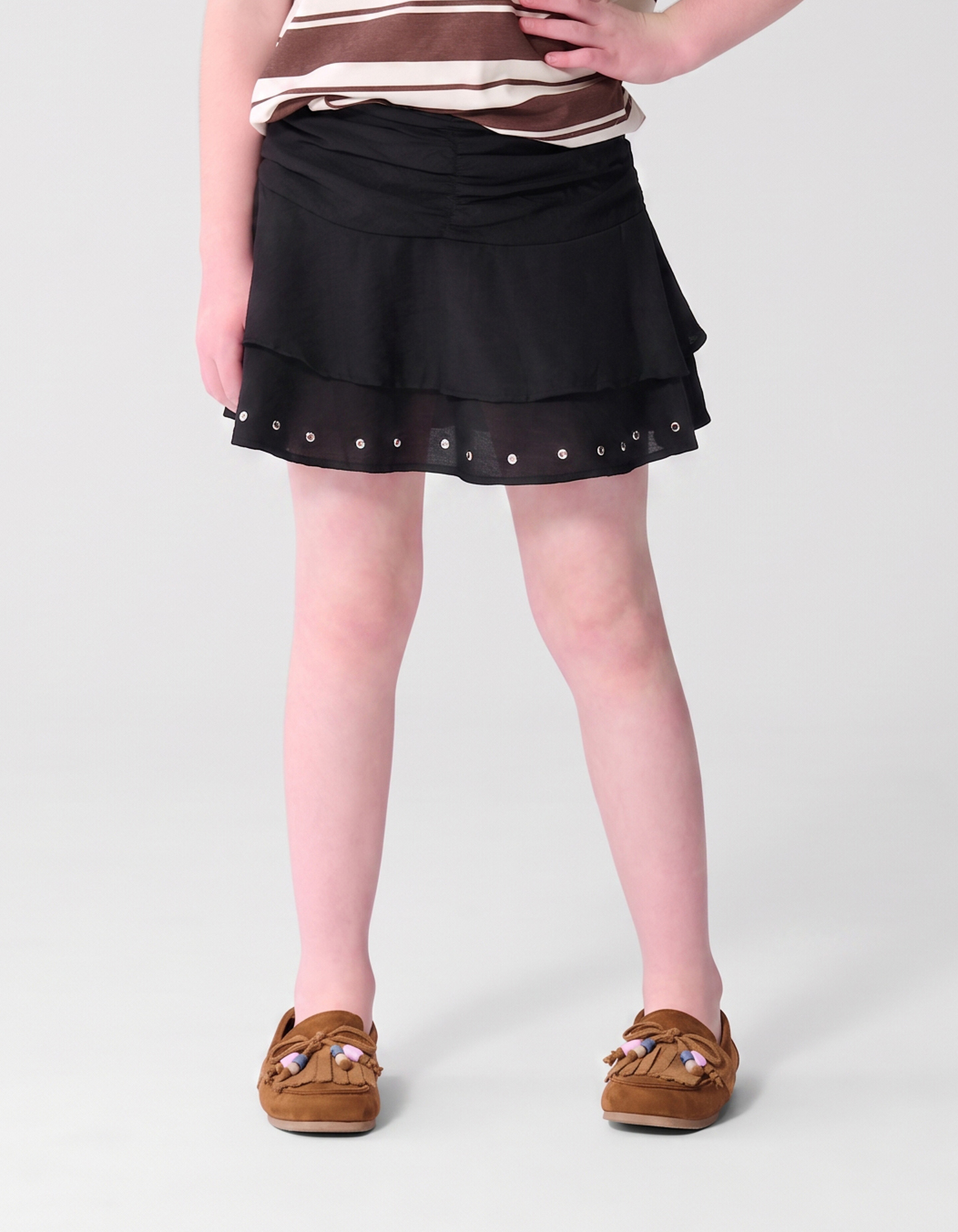 Ruffle Stud Rok Schwarz SHOEBY GIRLS