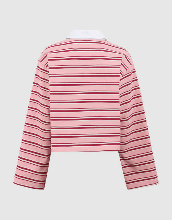 Gestreiftes Langarm-Polohemd Rot/Rosa SHOEBY GIRLS