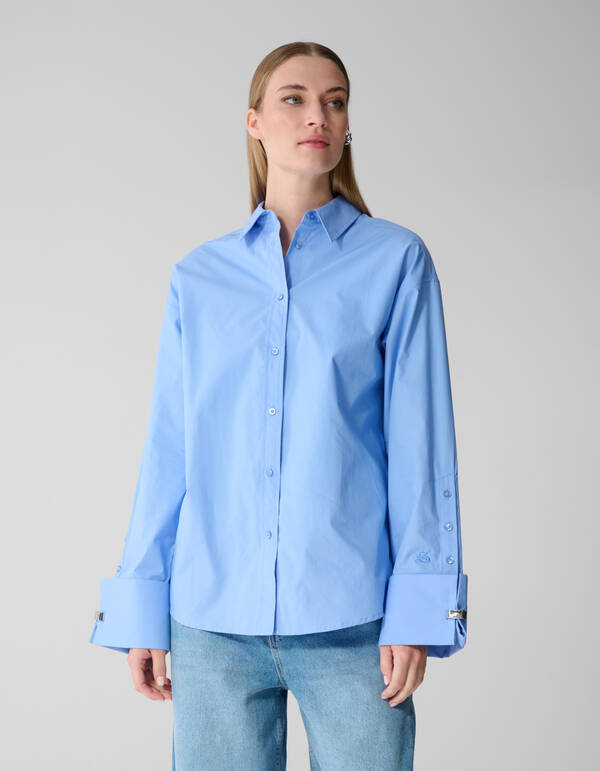 Oversized Ring Cuff Bluse Hellblau SHOEBY WOMEN