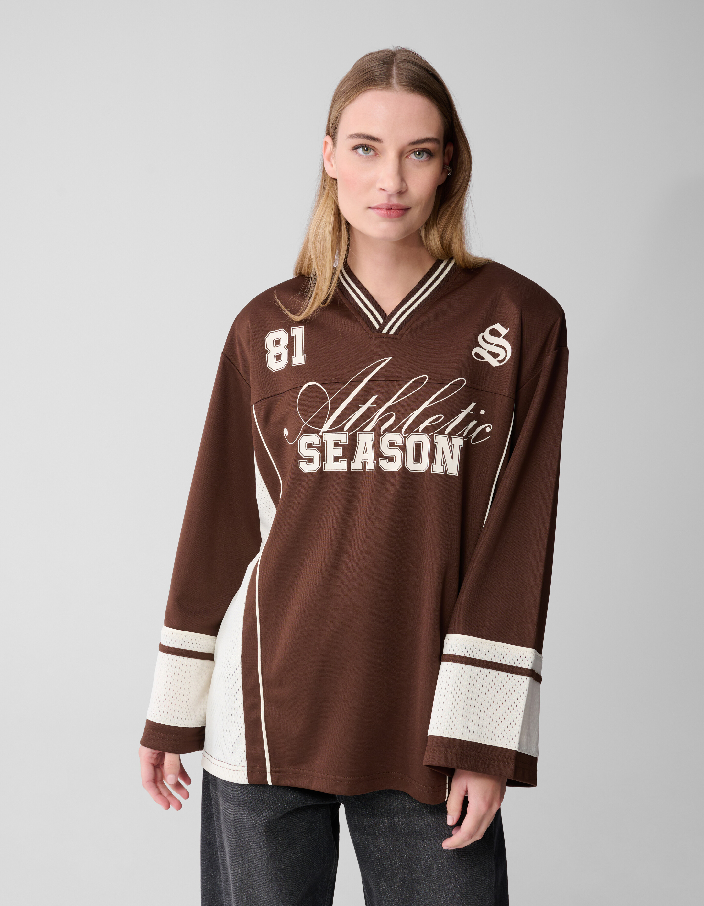Oversized Baseball Langarmshirt Bruin SHOEBY WOMEN