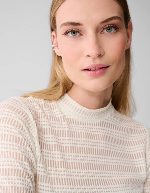 Mesh Texture Top Off Wei&szlig; SHOEBY WOMEN