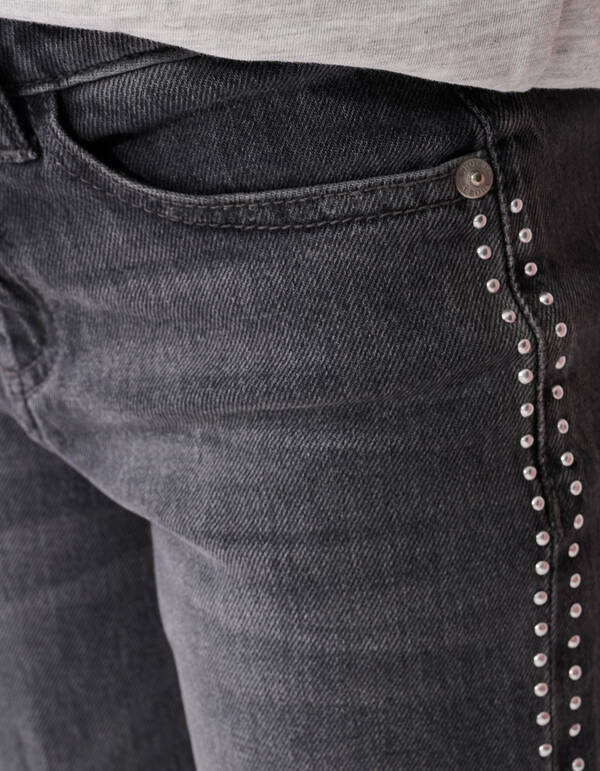Schwarze Jeans mit Nieten und weitem Bein SHOEBY GIRLS