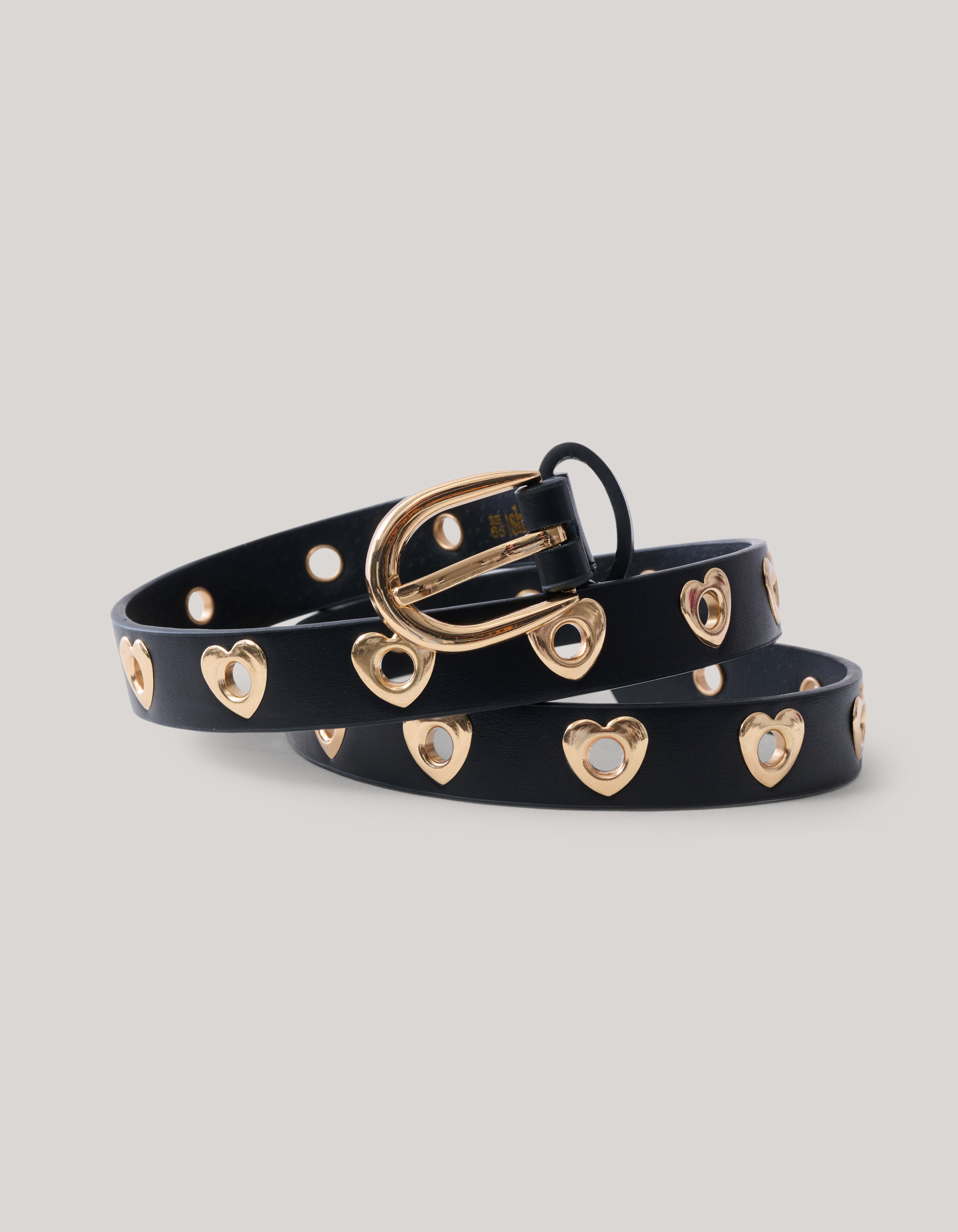 Gürtel mit goldenen Herzen Schwarz SHOEBY ACCESSOIRES