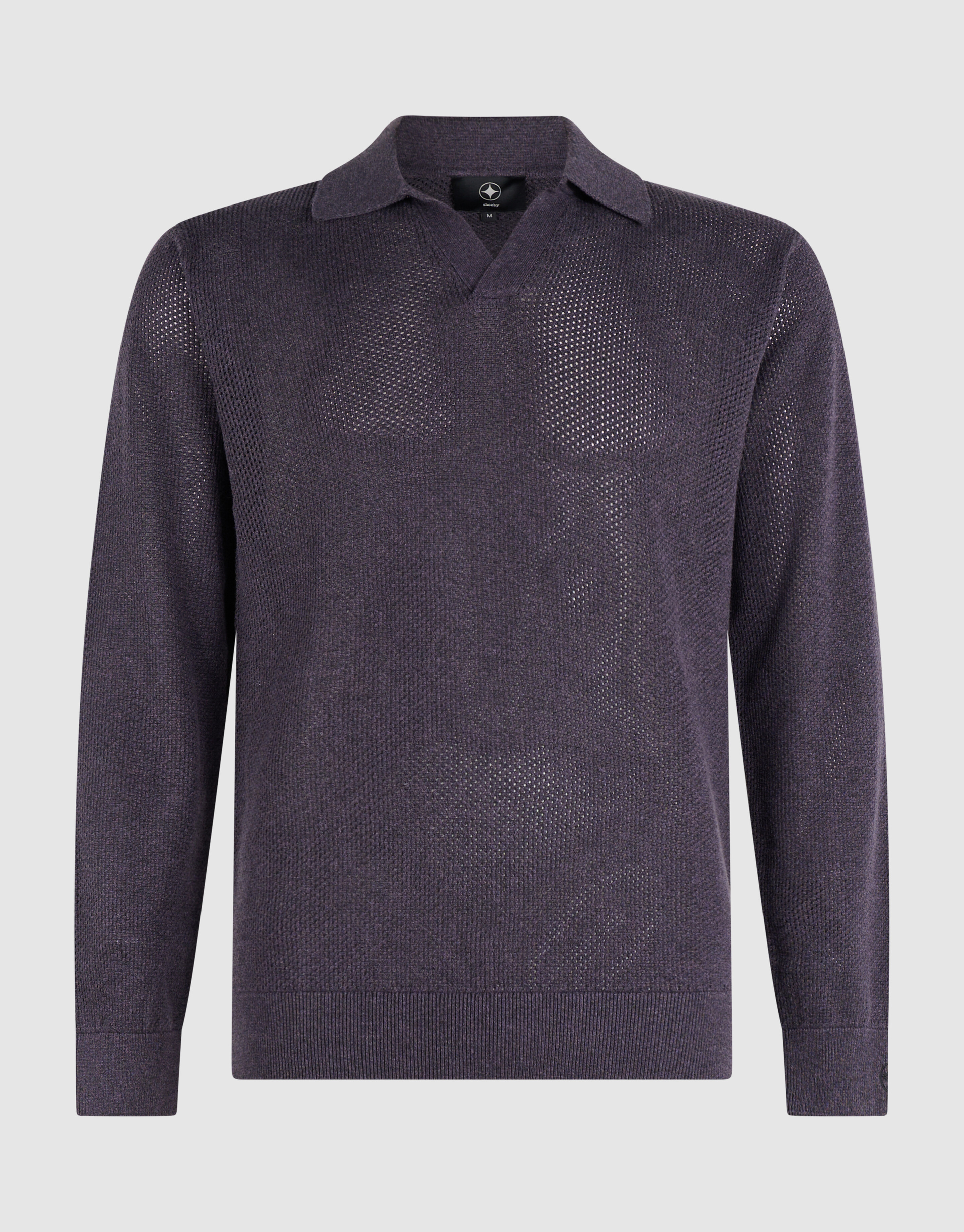 Lang&auml;rmliges Strick-Polohemd Dunkelviolett SHOEBY MEN