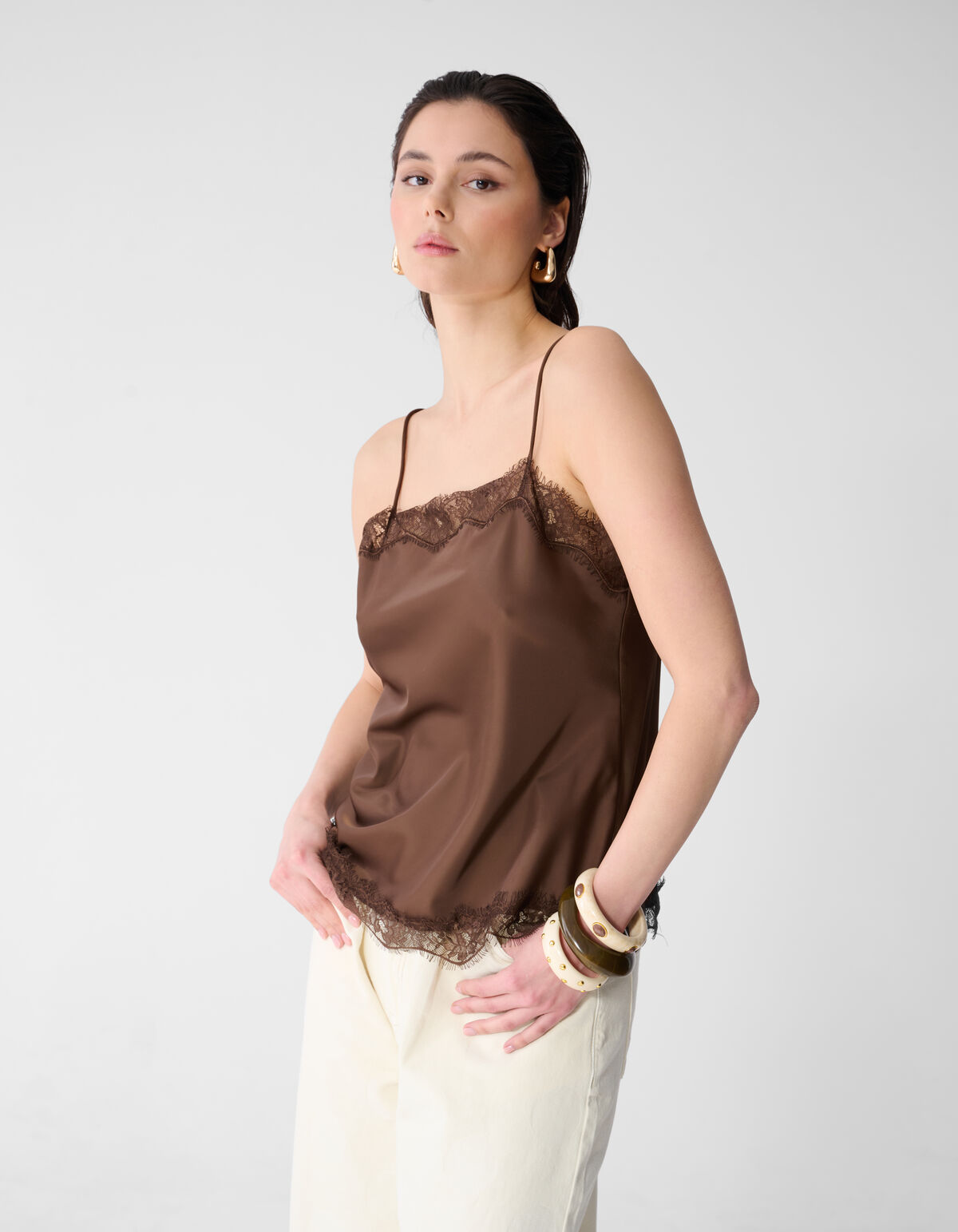Satin-Top in Braun SHOEBY WOMEN