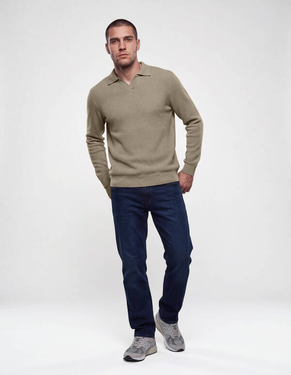 Gestrickter Polo-Pullover Gr&uuml;n SHOEBY MEN