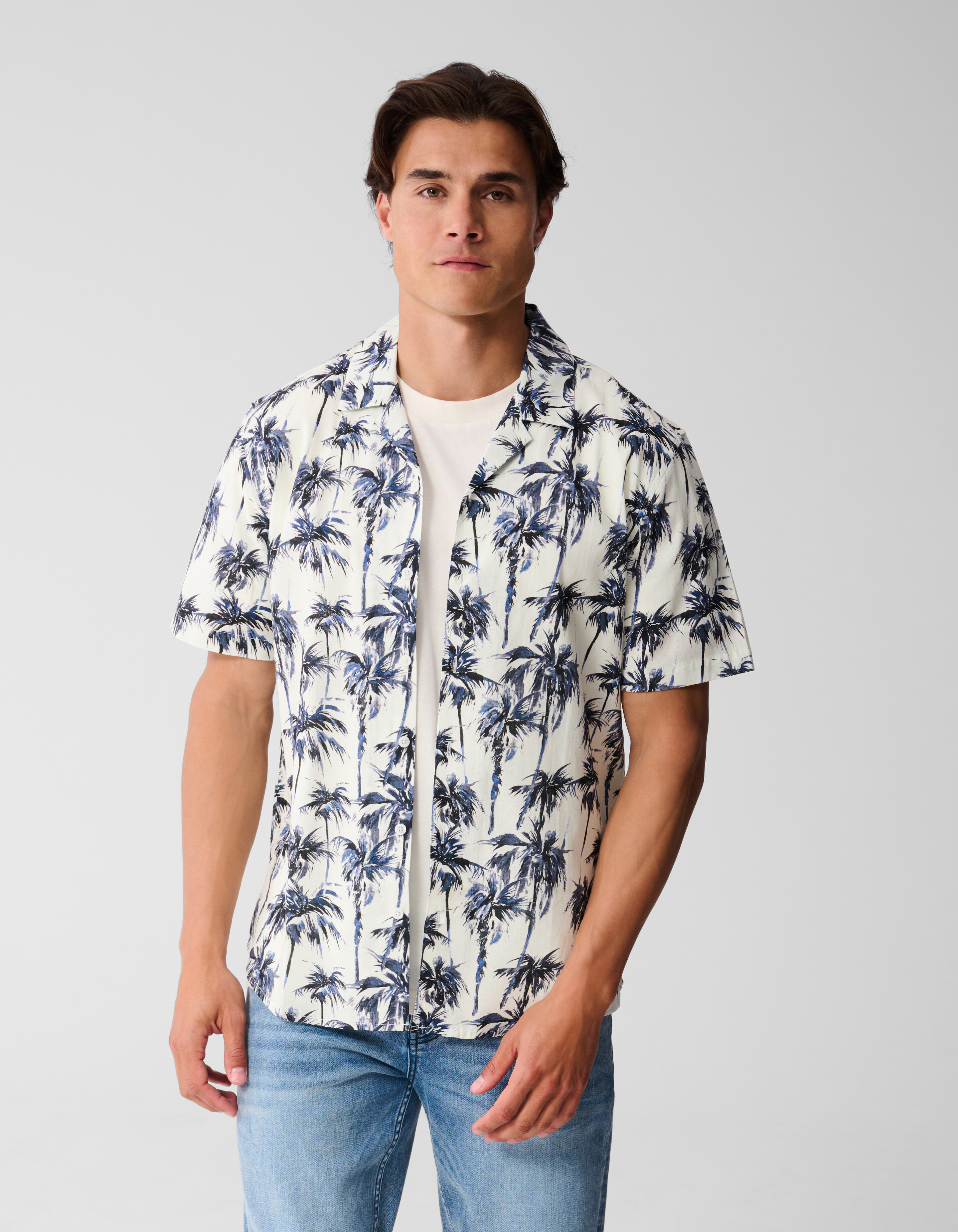 Bedrucktes Palmen-Shirt Off White SHOEBY MEN
