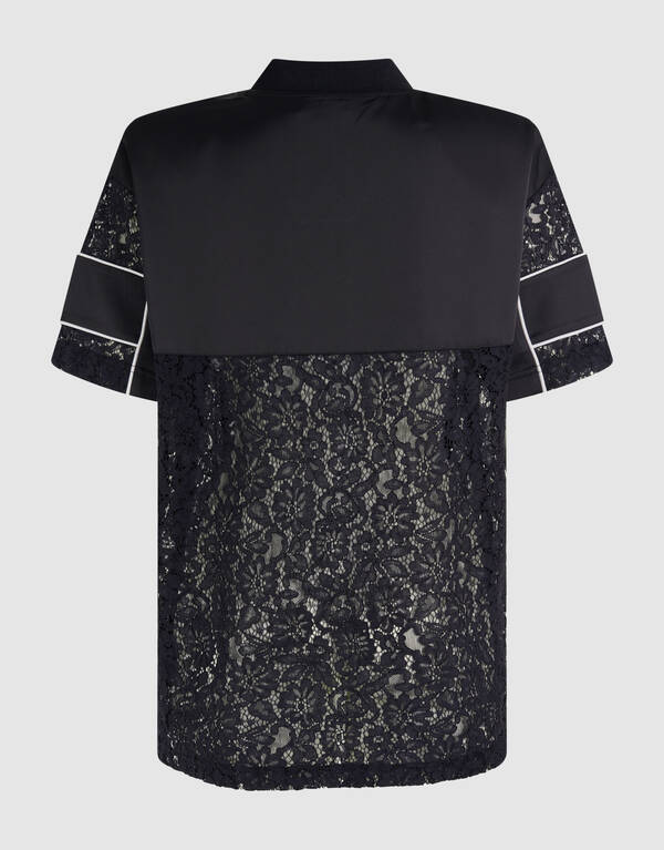 &Uuml;bergro&szlig;es Kanten Baseball-T-Shirt Zwart SHOEBY WOMEN