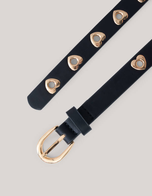 G&uuml;rtel mit goldenen Herzen Schwarz SHOEBY ACCESSOIRES