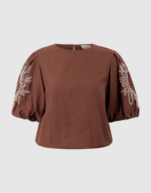 Stickerei Crop-Top Braun SHOEBY WOMEN