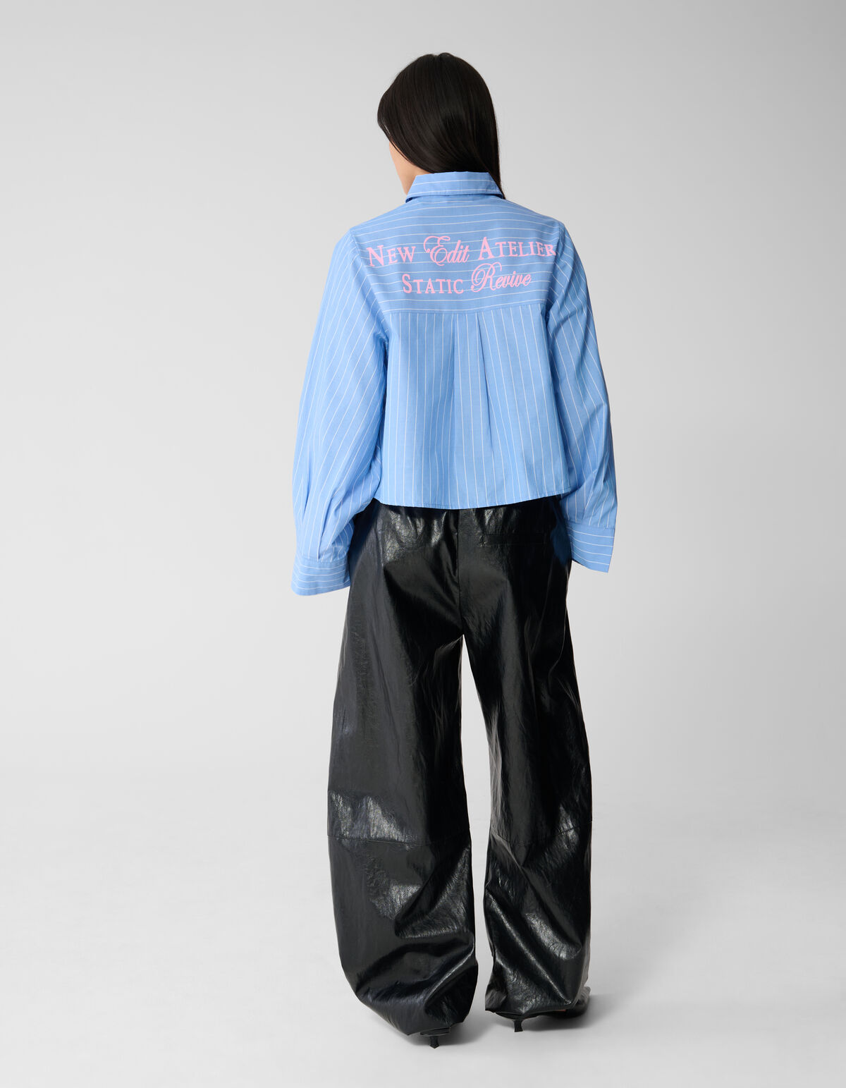 Popeline-Bluse mit Nadelstreifenmuster Blau SHOEBY WOMEN