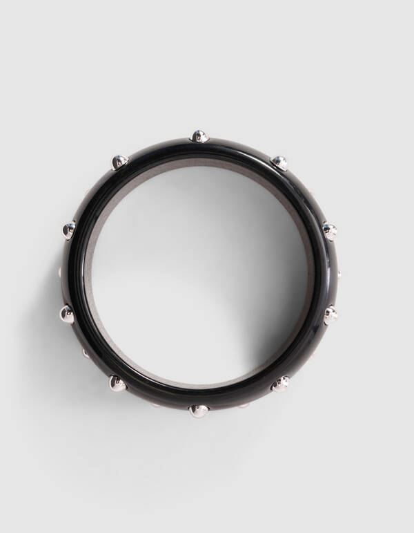 Gro&szlig;er Armreif mit Nieten Schwarz SHOEBY ACCESSOIRES