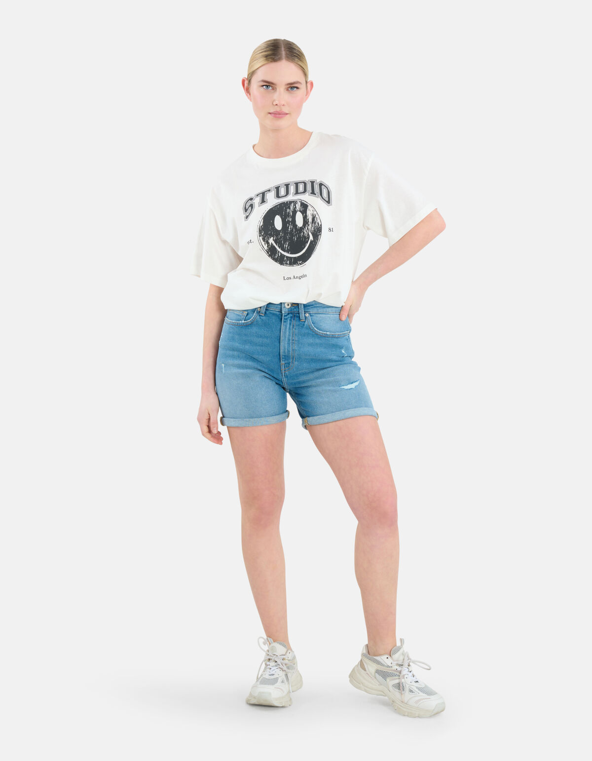 Tapered Denim Short Mediumstone SHOEBY WOMEN