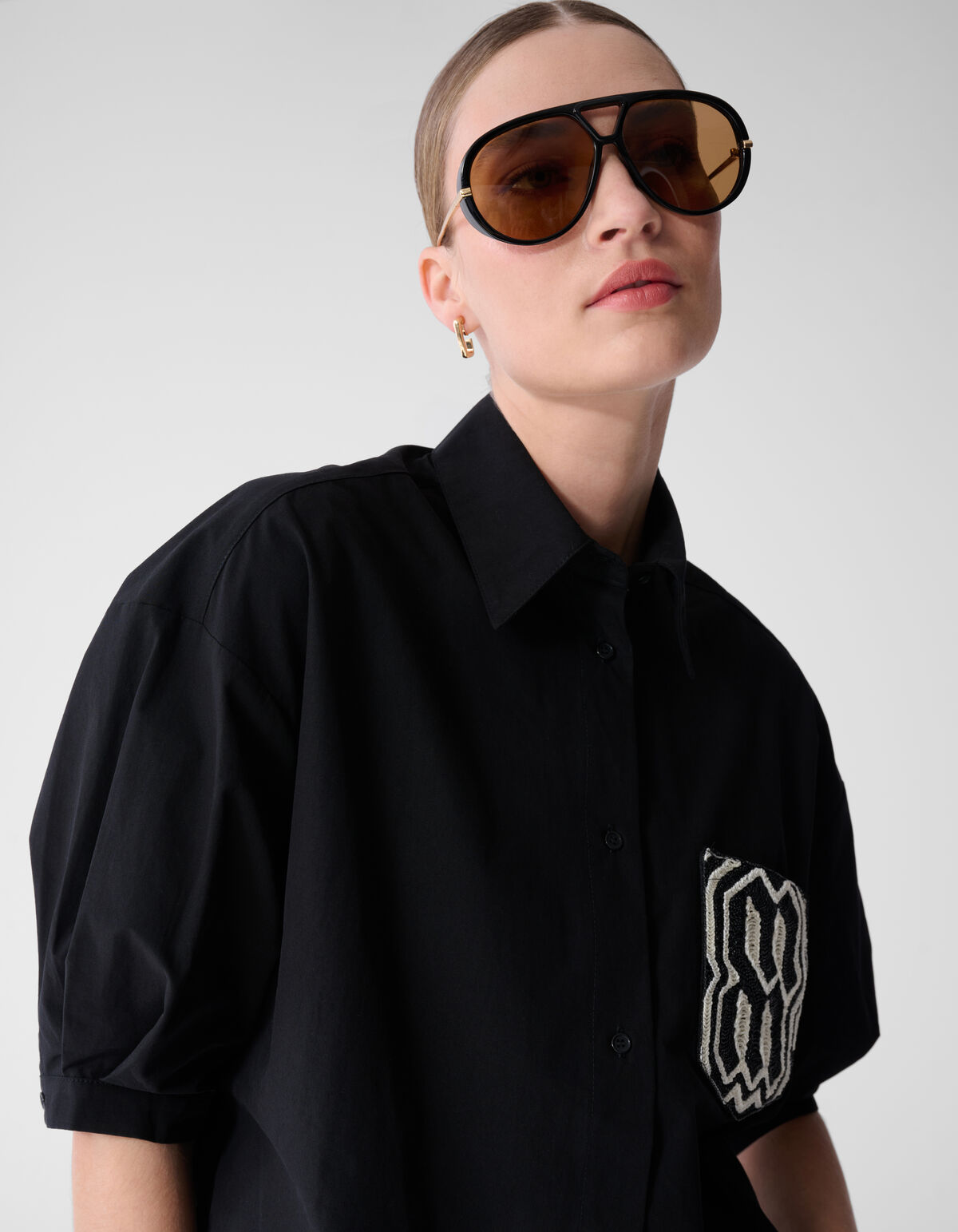 &Uuml;bergro&szlig;e Stickbluse Schwarz von Mieke SHOEBY WOMEN