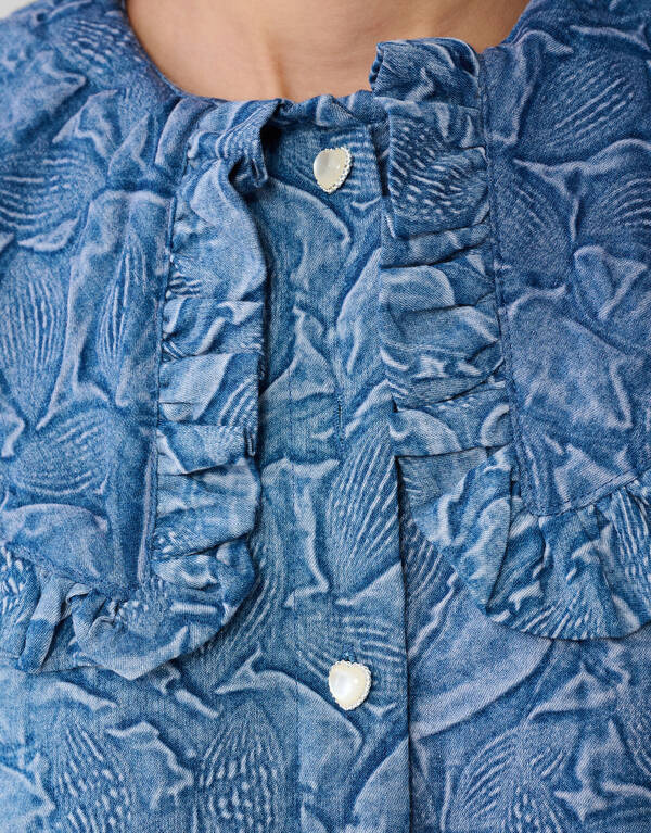 Jeansbluse mit gro&szlig;em Kragen, Blau SHOEBY WOMEN