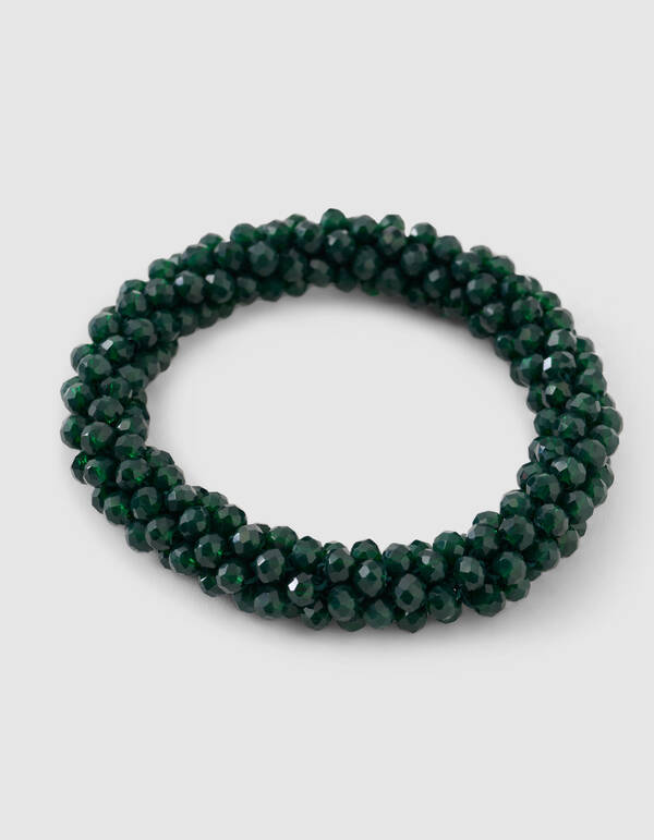 Perlenbesetztes Haargummi, dunkelgr&uuml;n SHOEBY ACCESSOIRES