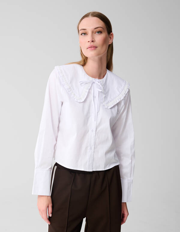 Bluse mit gro&szlig;em Kragen Wei&szlig; SHOEBY WOMEN
