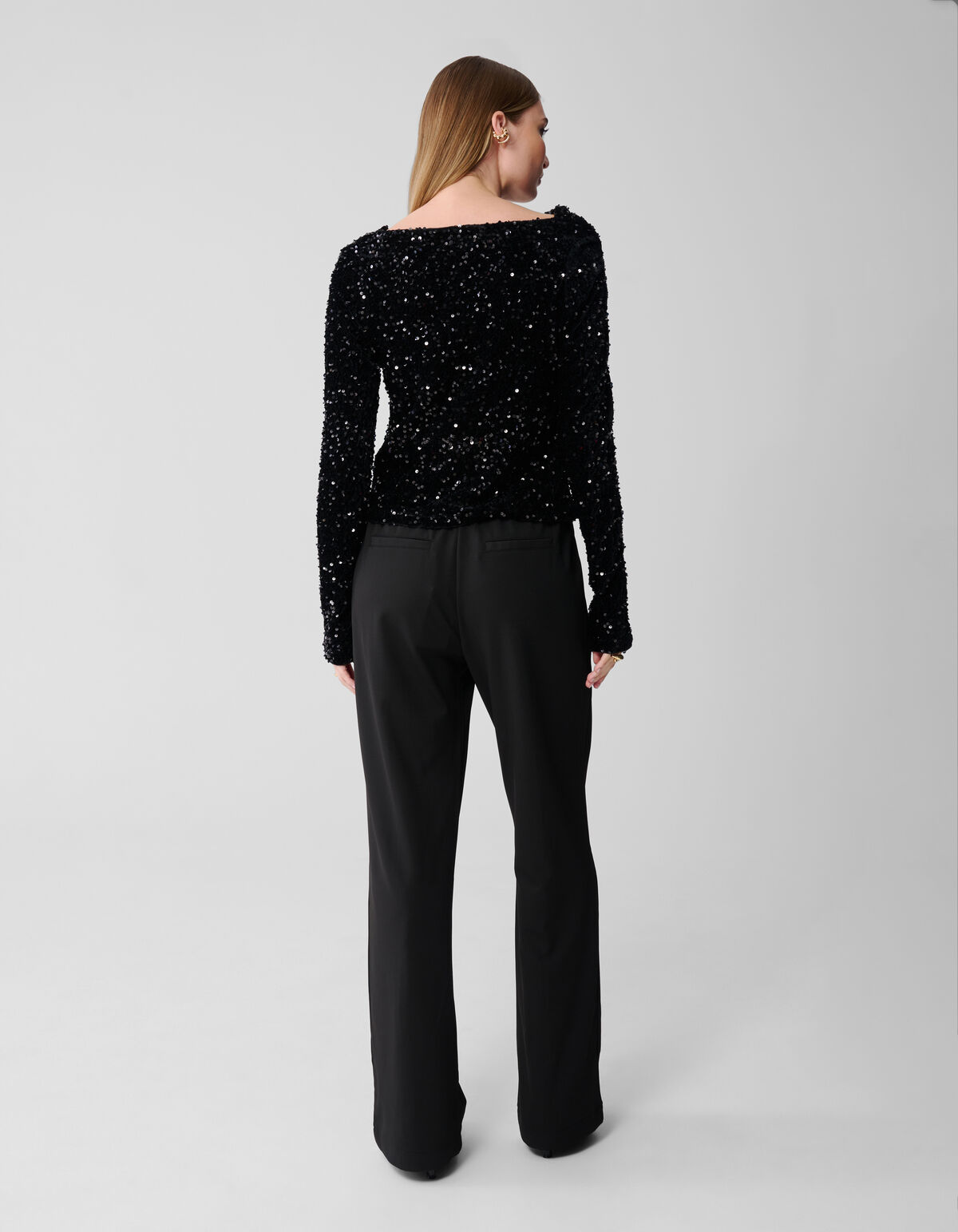 Pailletten-Wasserfall-Top Schwarz SHOEBY WOMEN